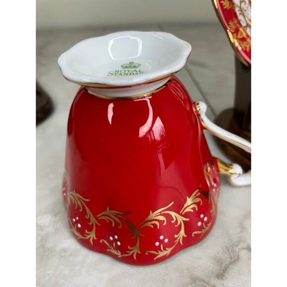 Royal Standard Fine Bone China Teacup and Saucer Red, Gold & White - Picture 9 of 10